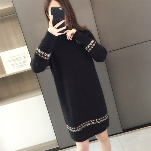 女士半高領羊毛打底衫加厚寬松套頭中長款顯瘦毛衣針織連衣裙上衣 女士半高領羊毛打底衫加厚寬松套頭中長款顯瘦毛衣針織連衣裙上衣