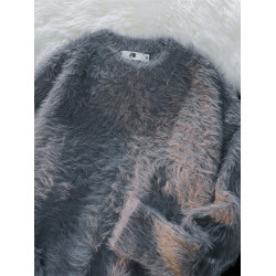 秋冬季純色保暖內搭針織衫男日系潮牌復古寬松軟糯毛茸茸圓領毛衣