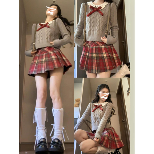 甜美娃娃領灰色針織衫上衣女秋冬2025新款慵懶內搭減齡蝴蝶結毛衣 甜美娃娃領灰色針織衫上衣女秋冬2025新款慵懶內搭減齡蝴蝶結毛衣