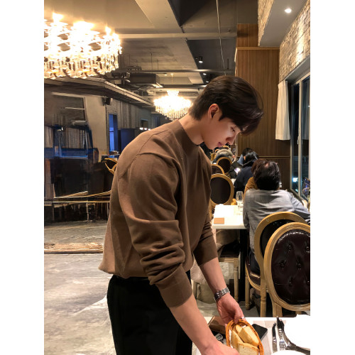 長袖半高領針織衫男春秋韓版高級感復古美拉德內搭毛衣打底衫線衣