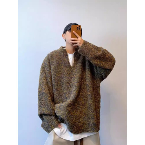 特大碼300斤復古休閒毛衣男裝春秋季慵懶風針織衫V領線衣寬松外套