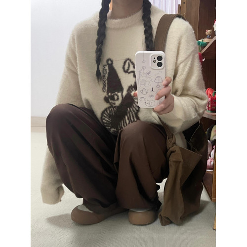 慵懶高級感奶fufu白色水貂絨毛衣女秋冬加厚軟糯馬海毛針織衫上衣 慵懶高級感奶fufu白色水貂絨毛衣女秋冬加厚軟糯馬海毛針織衫上衣