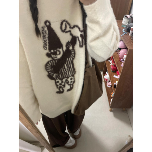 慵懶高級感奶fufu白色水貂絨毛衣女秋冬加厚軟糯馬海毛針織衫上衣 慵懶高級感奶fufu白色水貂絨毛衣女秋冬加厚軟糯馬海毛針織衫上衣