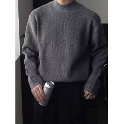 韓系輕奢風小高領針織衫文藝範男生修身包芯紗毛衣保暖打底羊毛衫