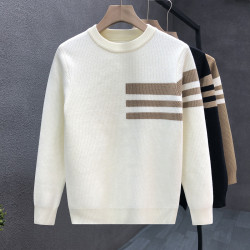 簡約百搭圓領毛衣男內搭針織衫2024秋冬季新款男士加厚打底衫上衣