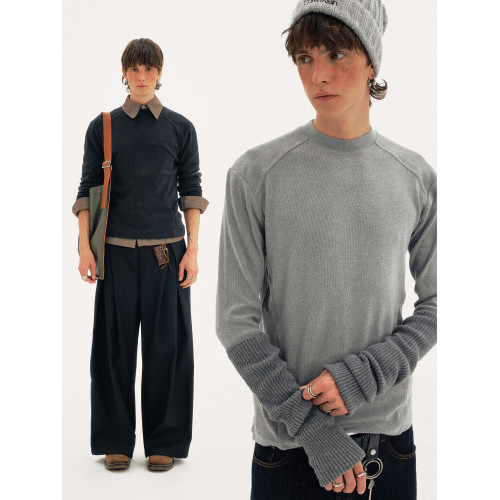 MADWITCH簡約高級感長袖圓領針織衫男女通勤休閒基礎款打底衫毛衣