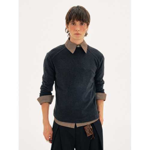 MADWITCH簡約高級感長袖圓領針織衫男女通勤休閒基礎款打底衫毛衣