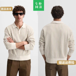 櫃429！ZA秋季新品男裝寬松長袖雪尼爾針織POLO衫毛衣4938313 712