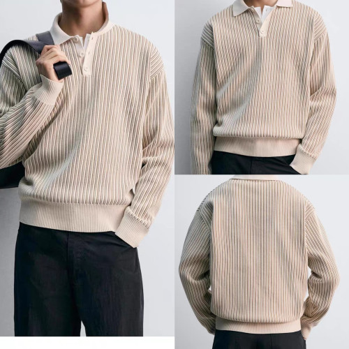 櫃429!ZA秋季新品男裝寬松長袖雪尼爾針織POLO衫毛衣4938313 712 櫃429!ZA秋季新品男裝寬松長袖雪尼爾針織POLO衫毛衣4938313 712