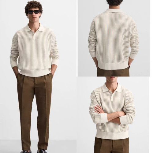 櫃429!ZA秋季新品男裝寬松長袖雪尼爾針織POLO衫毛衣4938313 712 櫃429!ZA秋季新品男裝寬松長袖雪尼爾針織POLO衫毛衣4938313 712