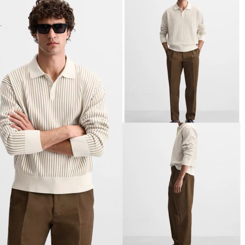 櫃429!ZA秋季新品男裝寬松長袖雪尼爾針織POLO衫毛衣4938313 712 櫃429!ZA秋季新品男裝寬松長袖雪尼爾針織POLO衫毛衣4938313 712