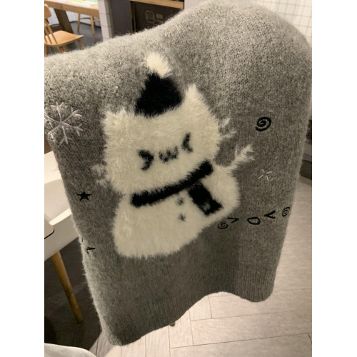 可愛卡通雪人連帽毛衣女秋冬聖誕氛圍感寬松慵懶風軟糯針織衫上衣 可愛卡通雪人連帽毛衣女秋冬聖誕氛圍感寬松慵懶風軟糯針織衫上衣