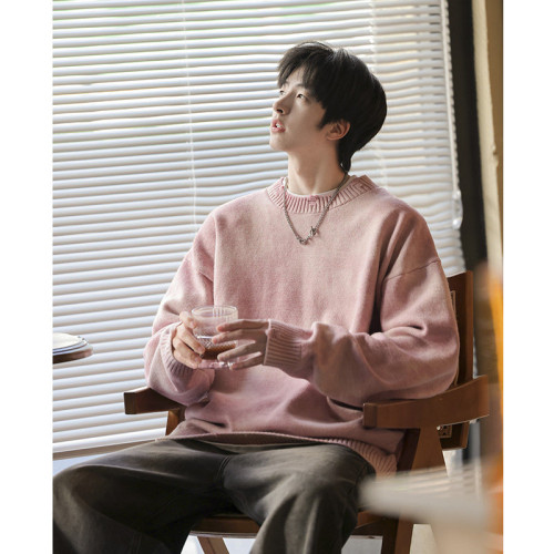 紥染漸變毛衣男冬季美式復古重磅加厚針織衫秋冬慵懶風高級感外套