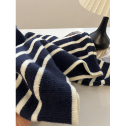 日系復古文藝條紋連帽套頭毛衣女寬鬆慵嬾針織衫上衣秋冬新款減齡