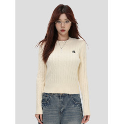 INSstudios 國潮牌美式「麻花短款內搭毛衣」修身顯瘦針織上衣女