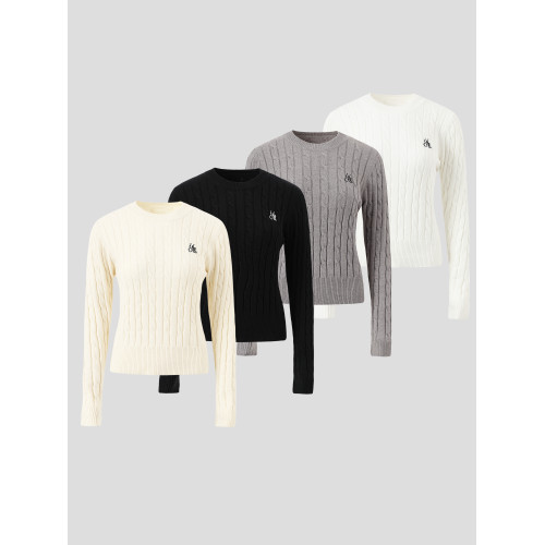 INSstudios 國潮牌美式「麻花短款內搭毛衣」修身顯瘦針織上衣女