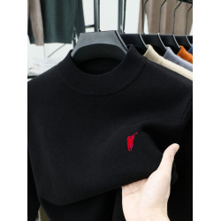 保羅秋冬季新款男士羊毛衫半高領加厚長袖針織衫羊絨套頭打底毛衣