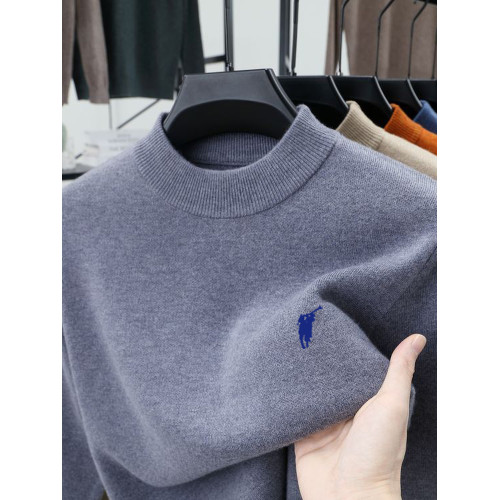 保羅秋冬季新款男士羊毛衫半高領加厚長袖針織衫羊絨套頭打底毛衣