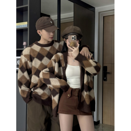 情侶裝秋冬季2025新款超火寬松毛衣男女高級感慵懶風針織衫外套潮