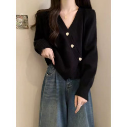 大碼韓版不規則長袖毛衣針織衫女秋冬胖MM遮肚子顯瘦洋氣開衫上衣