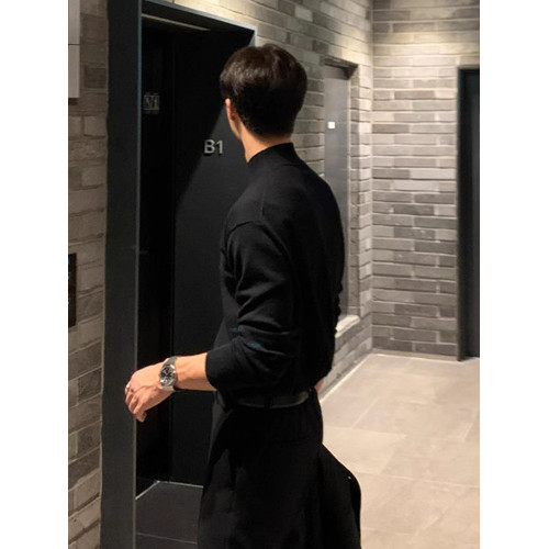 秋冬季新款半高圓領毛衣男黑色韓版潮個性網紅ins港風打底衫長袖
