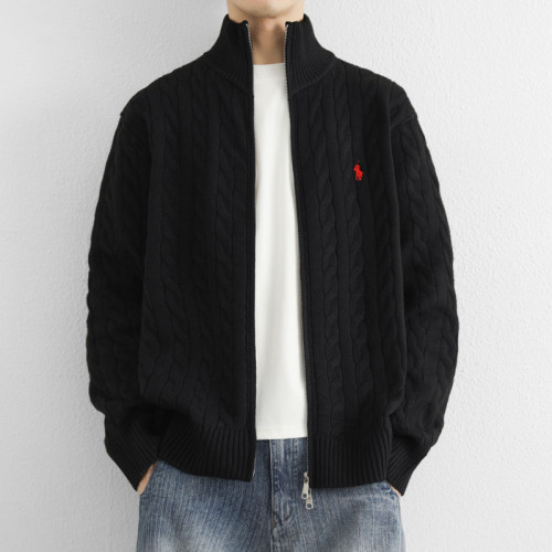 麻花毛衣外套男士開衫線衣秋冬季2025新款刺綉加厚立領拉鍊針織衫 麻花毛衣外套男士開衫線衣秋冬季2025新款刺綉加厚立領拉鍊針織衫