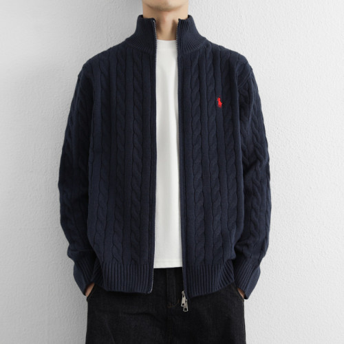 麻花毛衣外套男士開衫線衣秋冬季2025新款刺綉加厚立領拉鍊針織衫 麻花毛衣外套男士開衫線衣秋冬季2025新款刺綉加厚立領拉鍊針織衫