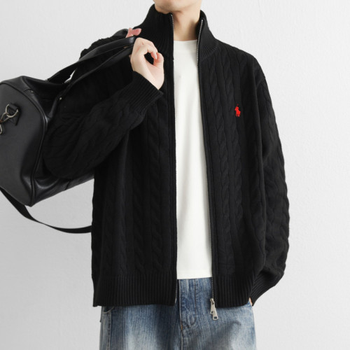 麻花毛衣外套男士開衫線衣秋冬季2025新款刺綉加厚立領拉鍊針織衫 麻花毛衣外套男士開衫線衣秋冬季2025新款刺綉加厚立領拉鍊針織衫