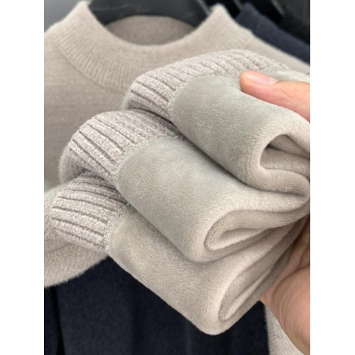 【一體絨】加絨加厚男士毛衣新款男裝半高領潮冬季保暖針織打底衫