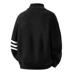 【王一博代言】真維斯美式立領拉鍊開衫毛衣男秋季條紋針織衫外套