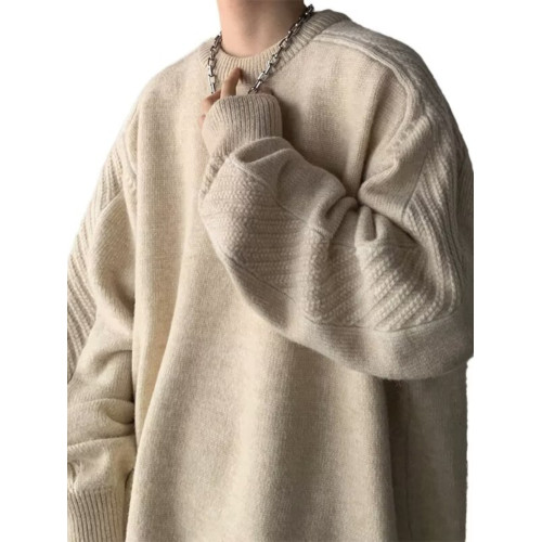 美式復古套頭圓領毛衣男秋冬季小衆潮牌休閒線衣服寬松針織衫外套