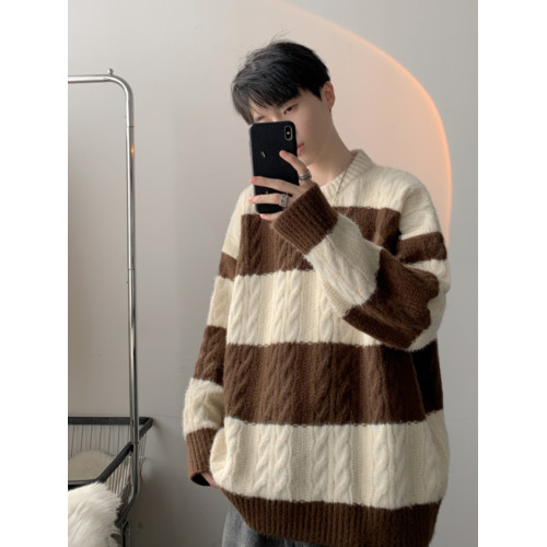 男士毛衣秋冬款2025新款日系圓領寬松慵懶風潮流加厚高級感針織衫