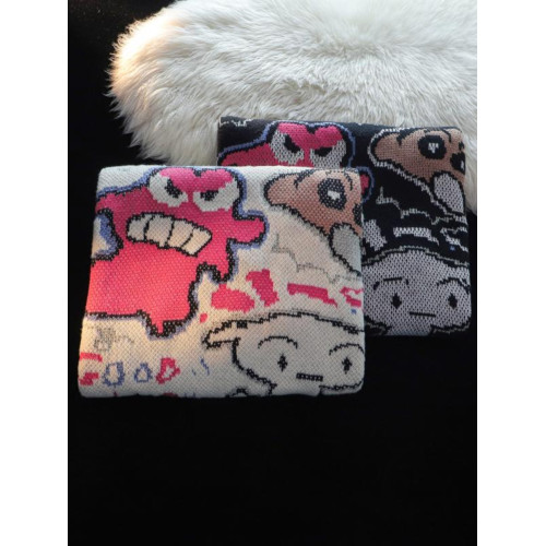 卡通蠟筆小新提花毛衣男女秋冬季寬松情侶上衣圓領情侶長袖針織衫