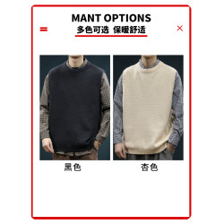 真維斯高級品牌毛衣男士春秋款打底衫內搭外套無袖背心曡穿上衣服