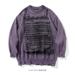 From Mars 遺失的手冊 歐美高街破洞設計感潮牌寬松慵懶毛衣外套