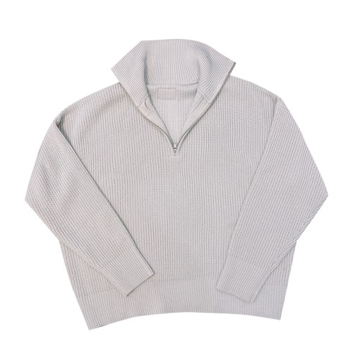 dannyandzee秋冬國潮高街寬鬆慵嬾半高領拉鍊套頭針織毛衣外套男