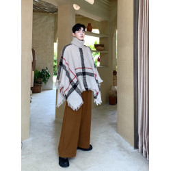 歐洲站時尚設計師高領無袖披肩針織衫毛衣潮男裝蝙蝠袖髮型師外套