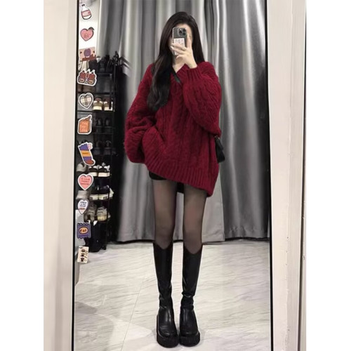 外穿春秋百搭慵懶風v領麻花毛衣溫柔韓版上衣軟糯粗毛線編織冬厚