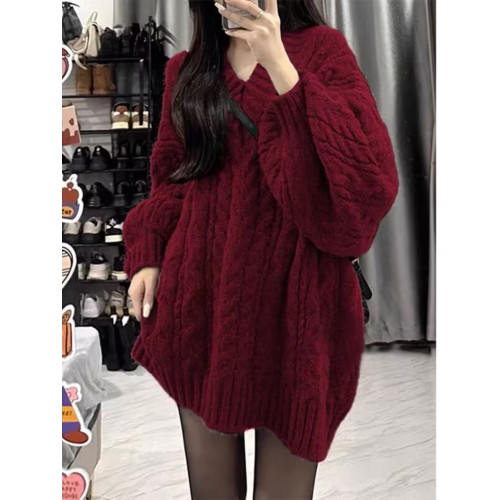 外穿春秋百搭慵懶風v領麻花毛衣溫柔韓版上衣軟糯粗毛線編織冬厚