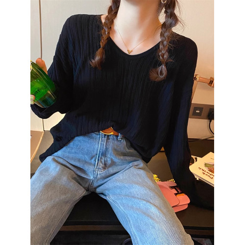 法式慵懶v領針織衫女春秋薄款小衆設計感內搭韓系chic別致上衣潮 法式慵懶v領針織衫女春秋薄款小衆設計感內搭韓系chic別致上衣潮