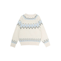 2025新款白色費爾島毛衣女秋冬奶fufu軟糯針織衫寬松加厚內搭上衣