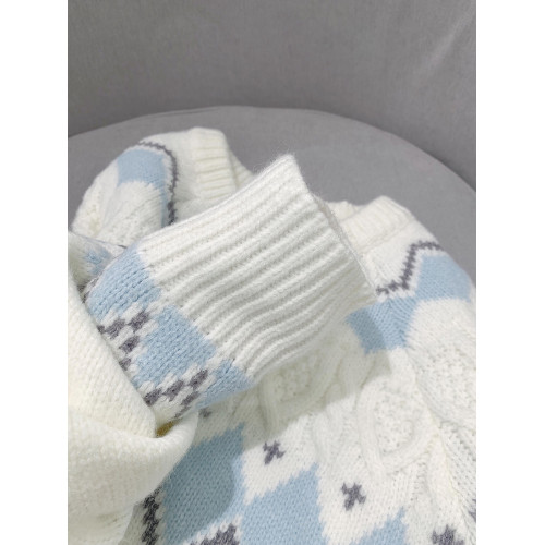 2025新款白色費爾島毛衣女秋冬奶fufu軟糯針織衫寬松加厚內搭上衣