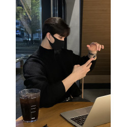 半高領毛衣男士秋冬款潮牌高級感寬松內搭打底衫慵懶加厚保暖上衣