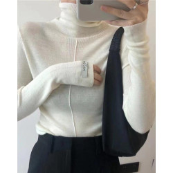 渠道牛貨！巨炸裂克萊因藍堆堆領高級內搭打底毛衣高領羊毛上衣女