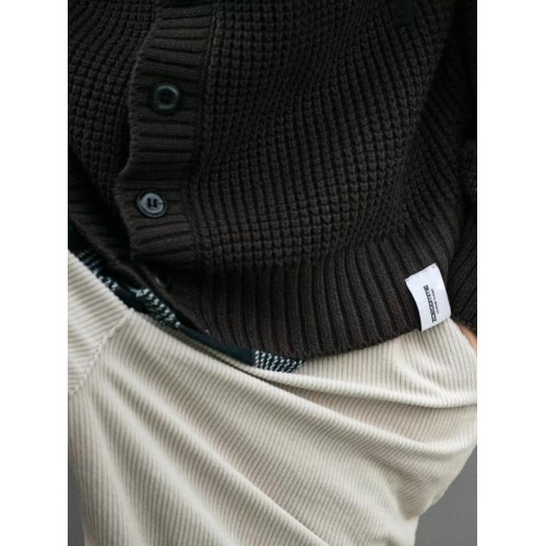 日系秋冬季純色復古V領開衫男休閒大碼外套針織衫ins潮流外搭毛衣