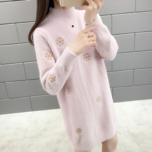 2025年新款女士水貂絨毛衣女寬松外穿中長款針織打底衫女秋冬洋氣