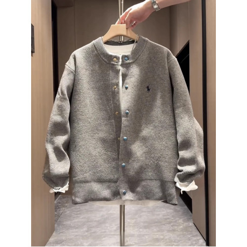 秋季新款極簡風純色圓領針織開衫外套男休閒百搭痞帥復古夾克上衣