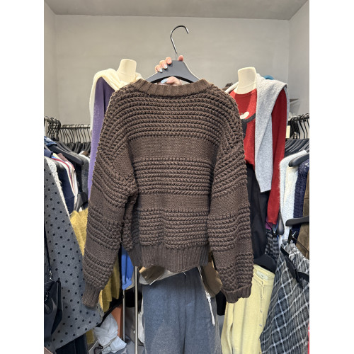 十三行新款韓版2025秋季厚款鏤空針織休閒慵懶風雙向拉鍊毛衣外套