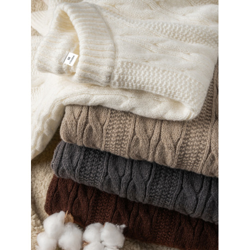 秋冬氛圍感！波浪紋麻花圓領毛衣男女秋冬季日系慵懶風針織衫上衣