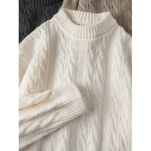 秋冬氛圍感！波浪紋麻花圓領毛衣男女秋冬季日系慵懶風針織衫上衣